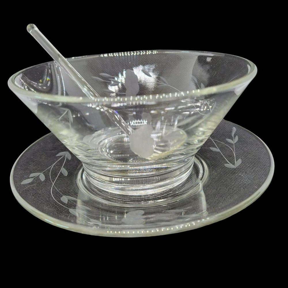 Vintage Princess House Heritage Berry Jelly Condiment Bowl Saucer Shell Spoon